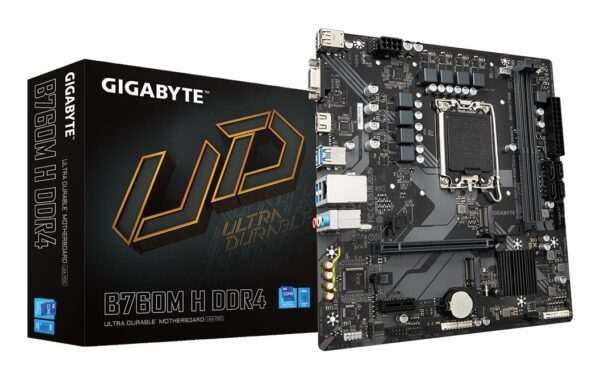 Mainboard|GIGABYTE|Intel B760 Express|LGA1700|Micro-ATX|Memory DDR4|Memory slots 2|1xPCI-Express 3.0 1x|1xPCI-Express 4.0 16x|2xM.2|1x15pin D-sub|1xHDMI|1xAudio-In|1xAudio-Out|1xMicrophone|2xUSB 2.0|4xUSB 3.2|1xRJ45|B760MHDDR4 Mainboard|GIGABYTE|Intel B760 Express|LGA1700|Micro-ATX|Memory DDR4|Memory slots 2|1xPCI-Express 3.0 1x|1xPCI-Express 4.0 16x|2xM.2|1x15pin D-sub|1xHDMI|1xAudio-In|1xAudio-Out|1xMicrophone|2xUSB 2.0|4xUSB 3.2|1xRJ45|B760MHDDR4