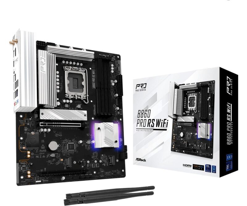 Mainboard|ASROCK|Memory DDR5|Memory slots 4|1xPCI-Express 4.0 16x|1xPCI-Express 5.0 16x|1xM.2|1xHDMI|1xDisplayPort|1xAudio-In|1xAudio-Out|1xMicrophone|2xUSB 2.0|6xUSB 3.2|1xUSB-C|1xRJ45|B860PRORSWIFI