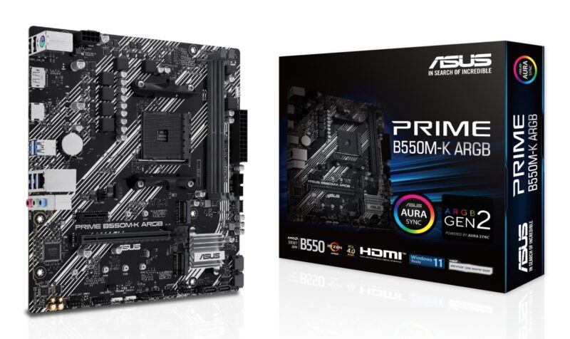 Mainboard|ASUS|AMD B550|SAM4|Micro-ATX|Memory DDR4|Memory slots 2|1xPCI-Express 3.0 1x|1xPCI-Express 3.0 16x|1xPCI-Express 4.0 16x|1xM.2|1xHDMI|1xDisplayPort|1xAudio-In|1xAudio-Out|1xMicrophone|2xUSB 2.0|4xUSB 3.2|1xPS/2|1xRJ45|PRIMEB550M-KARGB Mainboard|ASUS|AMD B550|SAM4|Micro-ATX|Memory DDR4|Memory slots 2|1xPCI-Express 3.0 1x|1xPCI-Express 3.0 16x|1xPCI-Express 4.0 16x|1xM.2|1xHDMI|1xDisplayPort|1xAudio-In|1xAudio-Out|1xMicrophone|2xUSB 2.0|4xUSB 3.2|1xPS/2|1xRJ45|PRIMEB550M-KARGB