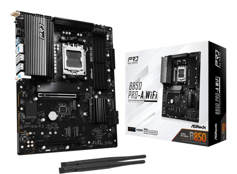 Mainboard|ASROCK|AMD B850|SAM5|ATX|Memory DDR5|Memory slots 4|1xPCI-Express 4.0 16x|1xPCI-Express 5.0 16x|1xM.2|1xHDMI|1xAudio-In|1xAudio-Out|1xMicrophone|6xUSB 2.0|4xUSB 3.2|1xUSB-C|1xRJ45|B850PRO-AWIFI Mainboard|ASROCK|AMD B850|SAM5|ATX|Memory DDR5|Memory slots 4|1xPCI-Express 4.0 16x|1xPCI-Express 5.0 16x|1xM.2|1xHDMI|1xAudio-In|1xAudio-Out|1xMicrophone|6xUSB 2.0|4xUSB 3.2|1xUSB-C|1xRJ45|B850PRO-AWIFI