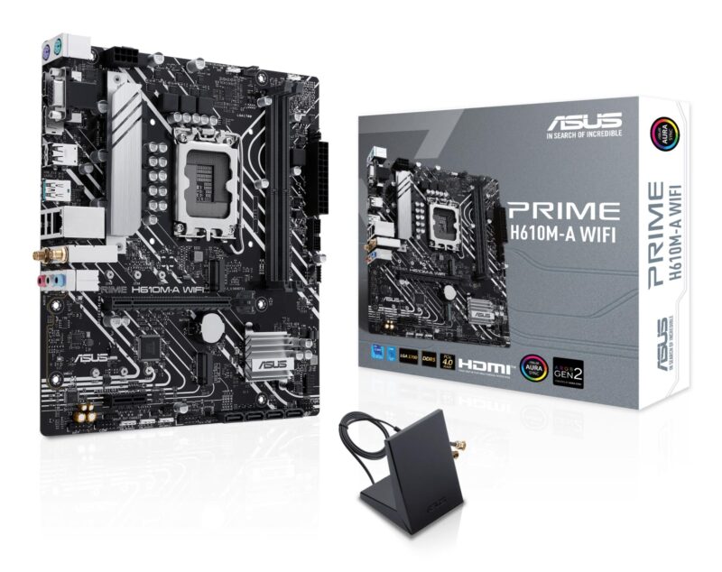 Mainboard|ASUS|Intel H610|LGA 1700|micro ATX|RAM DDR5-SDRAM|2xSlots|Wi-Fi Yes|Bluetooth Yes|2xNumber of M.2 (M) slots|PRIMEH610M-AWIFI Mainboard|ASUS|Intel H610|LGA 1700|micro ATX|RAM DDR5-SDRAM|2xSlots|Wi-Fi Yes|Bluetooth Yes|2xNumber of M.2 (M) slots|PRIMEH610M-AWIFI