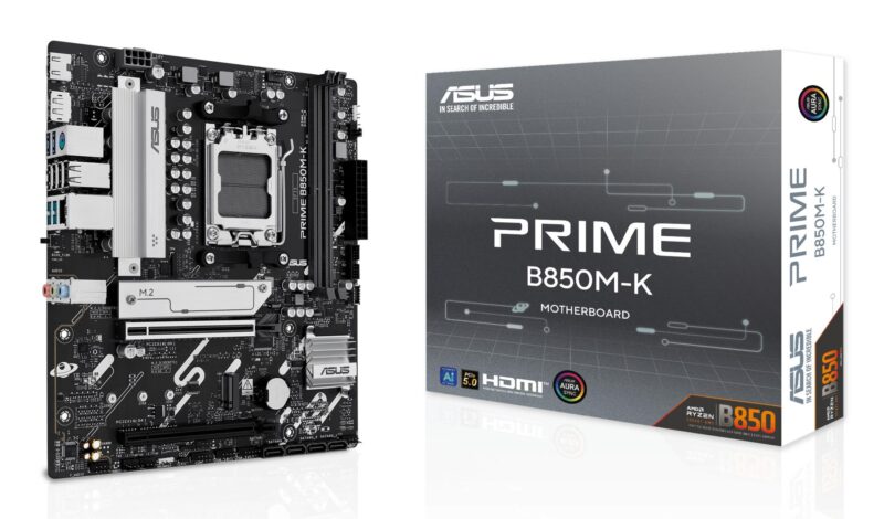 Mainboard|ASUS|AMD B850|SAM5|Micro-ATX|Memory DDR5|Memory slots 2|1xPCI-Express 4.0 16x|1xPCI-Express 5.0 16x|2xM.2|1xHDMI|1xDisplayPort|4xUSB 2.0|4xUSB 3.2|1xPS/2|3xAudio port|PRIMEB850M-K Mainboard|ASUS|AMD B850|SAM5|Micro-ATX|Memory DDR5|Memory slots 2|1xPCI-Express 4.0 16x|1xPCI-Express 5.0 16x|2xM.2|1xHDMI|1xDisplayPort|4xUSB 2.0|4xUSB 3.2|1xPS/2|3xAudio port|PRIMEB850M-K