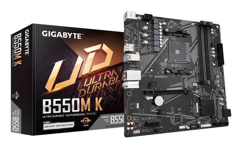 Mainboard|GIGABYTE|AMD B550|SAM4|Micro-ATX|Memory DDR4|Memory slots 4|1xPCI-Express 3.0 1x|1xPCI-Express 4.0 16x|2xM.2|1xHDMI|1xDisplayPort|2xAudio-In|1xAudio-Out|4xUSB 2.0|4xUSB 3.2|1xPS/2|1xRJ45|B550MK Mainboard|GIGABYTE|AMD B550|SAM4|Micro-ATX|Memory DDR4|Memory slots 4|1xPCI-Express 3.0 1x|1xPCI-Express 4.0 16x|2xM.2|1xHDMI|1xDisplayPort|2xAudio-In|1xAudio-Out|4xUSB 2.0|4xUSB 3.2|1xPS/2|1xRJ45|B550MK