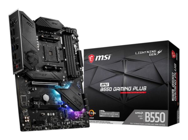 Mainboard|MSI|AMD B550|SAM4|ATX|2xPCI-Express 3.0 1x|1xPCI-Express 3.0 4x|2xM.2|1xPCI-Express 4.0 1x|Memory DDR4|Memory slots 4|1xHDMI|1xDisplayPort|2xAudio-In|3xAudio-Out|4xUSB 2.0|1xUSB type C|3xUSB 3.2|1xPS/2|1xOptical S/PDIF|1xRJ45|MPGB550GAMINGPLUS Mainboard|MSI|AMD B550|SAM4|ATX|2xPCI-Express 3.0 1x|1xPCI-Express 3.0 4x|2xM.2|1xPCI-Express 4.0 1x|Memory DDR4|Memory slots 4|1xHDMI|1xDisplayPort|2xAudio-In|3xAudio-Out|4xUSB 2.0|1xUSB type C|3xUSB 3.2|1xPS/2|1xOptical S/PDIF|1xRJ45|MPGB550GAMINGPLUS
