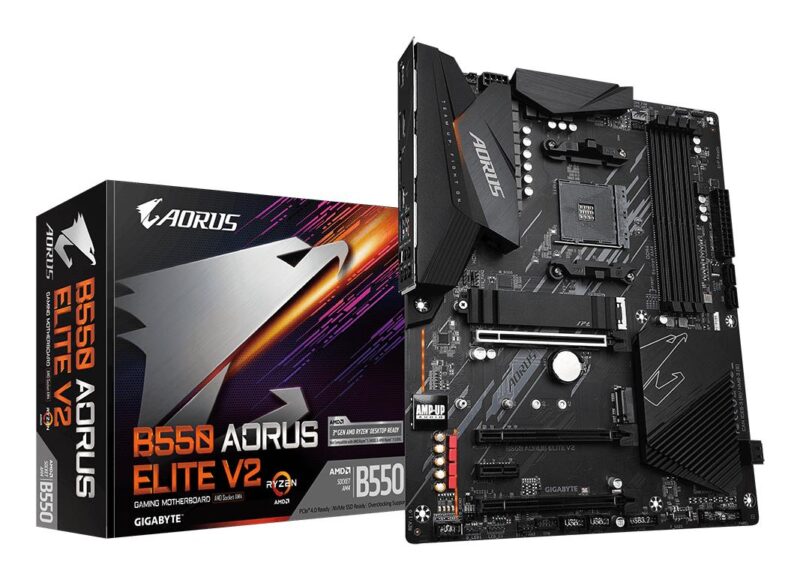 Mainboard|GIGABYTE|AMD B550|SAM4|ATX|Memory DDR4|Memory slots 4|1xPCI-Express 16x|2xPCI-Express 3.0 1x|1xPCI-Express 3.0 2x|2xM.2|1xHDMI|1xDisplayPort|2xUSB 2.0|5xUSB 3.2|1xOptical S/PDIF|1xRJ45|5xAudio port|B550AORUSELITEV21.5 Mainboard|GIGABYTE|AMD B550|SAM4|ATX|Memory DDR4|Memory slots 4|1xPCI-Express 16x|2xPCI-Express 3.0 1x|1xPCI-Express 3.0 2x|2xM.2|1xHDMI|1xDisplayPort|2xUSB 2.0|5xUSB 3.2|1xOptical S/PDIF|1xRJ45|5xAudio port|B550AORUSELITEV21.5