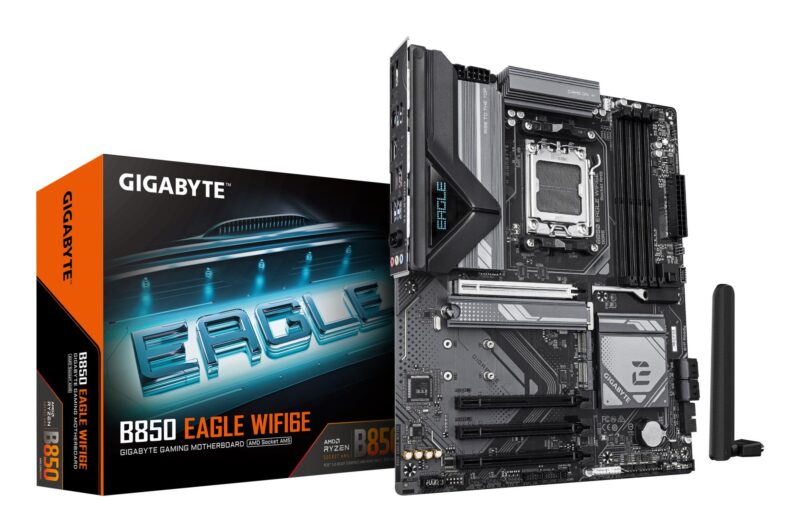 Mainboard|GIGABYTE|AMD B850|SAM5|ATX|Memory DDR5|Memory slots 4|3xPCI-Express 16x|3xM.2|1xHDMI|1xDisplayPort|4xUSB 2.0|4xUSB 3.2|1xUSB-C|1xRJ45|3xAudio port|B850EAGLEWIFI6E Mainboard|GIGABYTE|AMD B850|SAM5|ATX|Memory DDR5|Memory slots 4|3xPCI-Express 16x|3xM.2|1xHDMI|1xDisplayPort|4xUSB 2.0|4xUSB 3.2|1xUSB-C|1xRJ45|3xAudio port|B850EAGLEWIFI6E