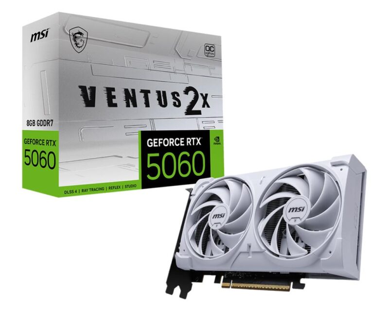 Graphics Card|MSI|NVIDIA|GeForce RTX 5060|8 GB|GDDR7|128 bit|PCI Express x16 5.0|Active|50608GVENTUS2XOCWH Graphics Card|MSI|NVIDIA|GeForce RTX 5060|8 GB|GDDR7|128 bit|PCI Express x16 5.0|Active|50608GVENTUS2XOCWH