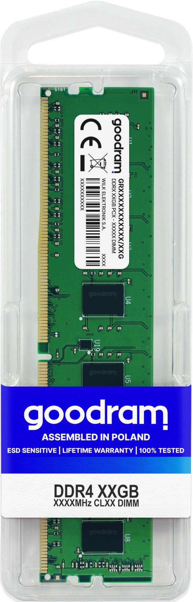MEMORY DIMM 8GB PC25600 DDR4/GR3200D464L22S/8G GOODRAM MEMORY DIMM 8GB PC25600 DDR4/GR3200D464L22S/8G GOODRAM
