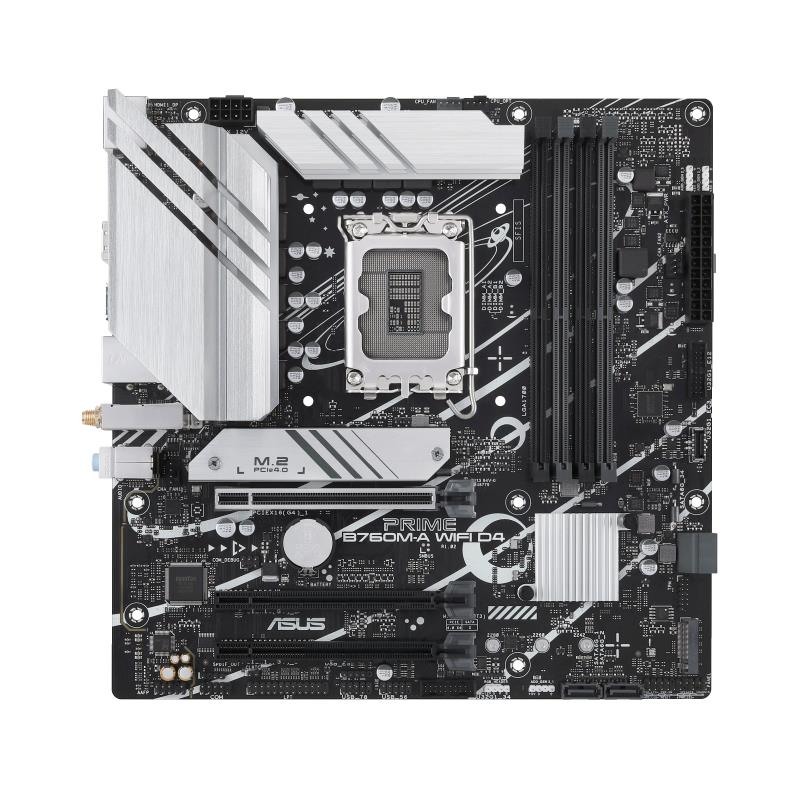 Mainboard|ASUS|Intel B760 Express|LGA1700|Micro-ATX|Memory DDR4|Memory slots 4|3xPCI-Express 4.0 16x|2xM.2|2xHDMI|1xDisplayPort|4xUSB 2.0|2xUSB 3.2|1xPS/2|1xRJ45|3xAudio port|PRIMEB760M-AWIFID4 Mainboard|ASUS|Intel B760 Express|LGA1700|Micro-ATX|Memory DDR4|Memory slots 4|3xPCI-Express 4.0 16x|2xM.2|2xHDMI|1xDisplayPort|4xUSB 2.0|2xUSB 3.2|1xPS/2|1xRJ45|3xAudio port|PRIMEB760M-AWIFID4