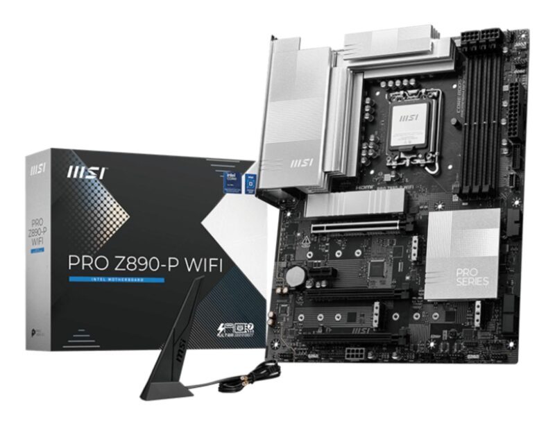Mainboard|MSI|Intel Z890|LGA1851|ATX|Memory DDR5|Memory slots 4|1xPCI-Express 4.0 1x|2xPCI-Express 4.0 4x |1xPCI-Express 5.0 16x|4xM.2|1xHDMI|1xDisplayPort|4xUSB 2.0|3xUSB 3.2|1xUSB-C|1xUSB-C w/Thunderbolt|1xPS/2|1xRJ45|3xAudio port|PROZ890-PWIFI Mainboard|MSI|Intel Z890|LGA1851|ATX|Memory DDR5|Memory slots 4|1xPCI-Express 4.0 1x|2xPCI-Express 4.0 4x |1xPCI-Express 5.0 16x|4xM.2|1xHDMI|1xDisplayPort|4xUSB 2.0|3xUSB 3.2|1xUSB-C|1xUSB-C w/Thunderbolt|1xPS/2|1xRJ45|3xAudio port|PROZ890-PWIFI
