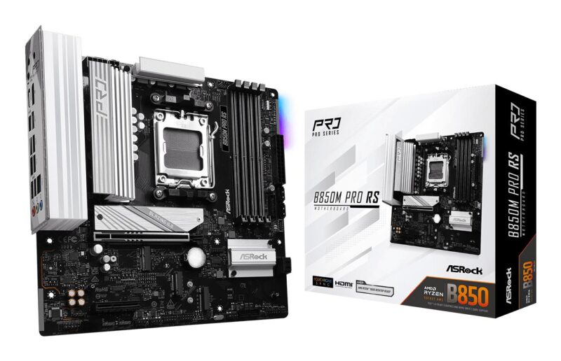 Mainboard|ASROCK|AMD B850|SAM5|Micro-ATX|Memory DDR5|Memory slots 4|1xPCI-Express 4.0 4x |1xPCI-Express 5.0 16x|1xM.2|1xHDMI|1xDisplayPort|1xAudio-In|1xAudio-Out|1xMicrophone|4xUSB 2.0|3xUSB 3.2|1xUSB-C|1xRJ45|B850MPRORS Mainboard|ASROCK|AMD B850|SAM5|Micro-ATX|Memory DDR5|Memory slots 4|1xPCI-Express 4.0 4x |1xPCI-Express 5.0 16x|1xM.2|1xHDMI|1xDisplayPort|1xAudio-In|1xAudio-Out|1xMicrophone|4xUSB 2.0|3xUSB 3.2|1xUSB-C|1xRJ45|B850MPRORS