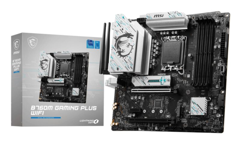 Mainboard|MSI|Intel B760 Express|LGA1700|Micro-ATX|Memory DDR5|Memory slots 4|1xPCI-Express 3.0 1x|1xPCI-Express 4.0 4x |1xPCI-Express 4.0 16x|2xM.2|2xHDMI|2xDisplayPort|2xUSB 2.0|4xUSB 3.2|1xPS/2|1xRJ45|3xAudio port|B760MGAMINGPLUSWIFI Mainboard|MSI|Intel B760 Express|LGA1700|Micro-ATX|Memory DDR5|Memory slots 4|1xPCI-Express 3.0 1x|1xPCI-Express 4.0 4x |1xPCI-Express 4.0 16x|2xM.2|2xHDMI|2xDisplayPort|2xUSB 2.0|4xUSB 3.2|1xPS/2|1xRJ45|3xAudio port|B760MGAMINGPLUSWIFI