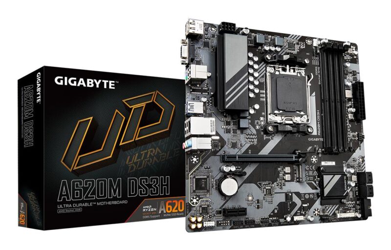 Mainboard|GIGABYTE|AMD A620|Socket AM5|micro ATX|RAM DDR5-SDRAM|4xSlots|1xPCI Express x1 slots|1xPCI Express x16 slots|1xNumber of M.2 (M) slots|A620MDS3H2.0 Mainboard|GIGABYTE|AMD A620|Socket AM5|micro ATX|RAM DDR5-SDRAM|4xSlots|1xPCI Express x1 slots|1xPCI Express x16 slots|1xNumber of M.2 (M) slots|A620MDS3H2.0