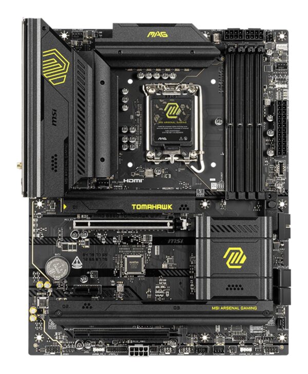 Mainboard|MSI|Intel B860 Express|LGA1851|ATX|Memory DDR5|Memory slots 4|1xPCI-Express 4.0 1x|1xPCI-Express 4.0 4x	|1xPCI-Express 5.0 16x|3xM.2|1xHDMI|1xDisplayPort|8xUSB 2.0|6xUSB 3.2|3xUSB-C|1xOptical S/PDIF|1xRJ45|3xAudio port|1xThunderbolt|MAGB860TOMAHAWKWIFI
