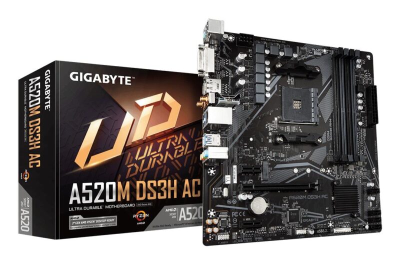 Mainboard|GIGABYTE|AMD A520|SAM4|Micro-ATX|Memory DDR4|Memory slots 4|A520MDS3HAC1.4 Mainboard|GIGABYTE|AMD A520|SAM4|Micro-ATX|Memory DDR4|Memory slots 4|A520MDS3HAC1.4