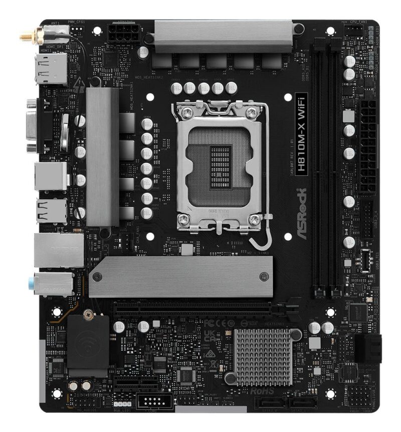 Mainboard|ASROCK|Intel H810|LGA 1851 (Socket V1)|micro ATX|RAM DDR5-SDRAM|2xSlots|Wi-Fi Yes|Bluetooth Yes|1xNumber of M.2 (M) slots|H810M-XWIFI Mainboard|ASROCK|Intel H810|LGA 1851 (Socket V1)|micro ATX|RAM DDR5-SDRAM|2xSlots|Wi-Fi Yes|Bluetooth Yes|1xNumber of M.2 (M) slots|H810M-XWIFI