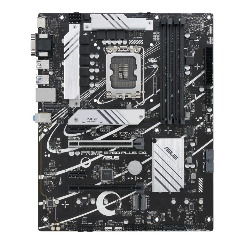 Mainboard|ASUS|Intel B760 Express|LGA1700|ATX|Memory DDR4|Memory slots 4|2xPCI-Express 3.0 1x|1xPCI-Express 4.0 16x|1xPCI-Express 5.0 16x|3xM.2|1x15pin D-sub|1xHDMI|1xDisplayPort|2xUSB 2.0|3xUSB 3.2|1xUSB-C|1xRJ45|3xAudio port|PRIMEB760-PLUSD4 Mainboard|ASUS|Intel B760 Express|LGA1700|ATX|Memory DDR4|Memory slots 4|2xPCI-Express 3.0 1x|1xPCI-Express 4.0 16x|1xPCI-Express 5.0 16x|3xM.2|1x15pin D-sub|1xHDMI|1xDisplayPort|2xUSB 2.0|3xUSB 3.2|1xUSB-C|1xRJ45|3xAudio port|PRIMEB760-PLUSD4
