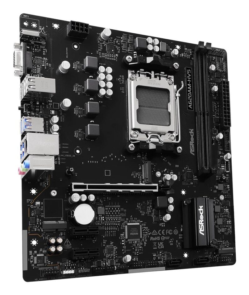 Mainboard|ASROCK|AMD A620A|micro ATX|RAM DDR5-SDRAM|2xSlots|A620AM-HVS Mainboard|ASROCK|AMD A620A|micro ATX|RAM DDR5-SDRAM|2xSlots|A620AM-HVS