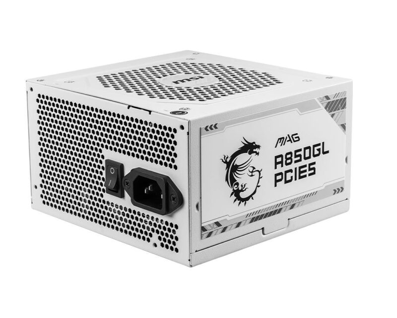 Power Supply|MSI|850 Watts|Efficiency 80 PLUS GOLD|PFC Active|MAGA850GLPCIE5WHITE Power Supply|MSI|850 Watts|Efficiency 80 PLUS GOLD|PFC Active|MAGA850GLPCIE5WHITE