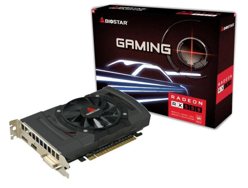 Graphics Card|BIOSTAR|AMD Radeon RX 550|4 GB|GDDR5|128 bit|PCIE 3.0 16x|GPU 1100 MHz|Single Slot Fansink|1xDVI-D|1xHDMI|1xDisplayPort|VA5505RF41 Graphics Card|BIOSTAR|AMD Radeon RX 550|4 GB|GDDR5|128 bit|PCIE 3.0 16x|GPU 1100 MHz|Single Slot Fansink|1xDVI-D|1xHDMI|1xDisplayPort|VA5505RF41