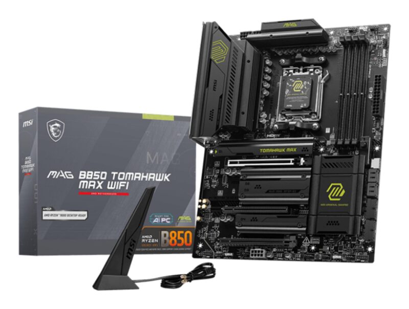 Mainboard|MSI|AMD B850|SAM5|ATX|Memory DDR5|Memory slots 4|3xPCI-Express 16x|4xM.2|1xHDMI|1xAudio-In|1xAudio-Out|4xUSB 2.0|1xUSB 3.0|2xUSB 3.2|3xUSB-C|1xRJ45|B850TOMAHAWKMAXWIFI Mainboard|MSI|AMD B850|SAM5|ATX|Memory DDR5|Memory slots 4|3xPCI-Express 16x|4xM.2|1xHDMI|1xAudio-In|1xAudio-Out|4xUSB 2.0|1xUSB 3.0|2xUSB 3.2|3xUSB-C|1xRJ45|B850TOMAHAWKMAXWIFI