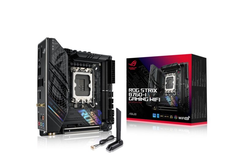 Mainboard|ASUS|Intel B760 Express|LGA1700|Mini-ITX|Memory DDR5|Memory slots 2|1xPCI-Express 5.0 16x|2xM.2|1xHDMI|1xDisplayPort|3xUSB 2.0|3xUSB 3.2|2xUSB-C|1xRJ45|5xAudio port|STRIXB760-IGAMINGWIFI Mainboard|ASUS|Intel B760 Express|LGA1700|Mini-ITX|Memory DDR5|Memory slots 2|1xPCI-Express 5.0 16x|2xM.2|1xHDMI|1xDisplayPort|3xUSB 2.0|3xUSB 3.2|2xUSB-C|1xRJ45|5xAudio port|STRIXB760-IGAMINGWIFI