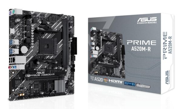 Mainboard|ASUS|AMD A520|SAM4|Micro-ATX|Memory DDR4|Memory slots 2|1xPCI-Express 3.0 1x|1xPCI-Express 3.0 16x|1xM.2|1xHDMI|2xUSB 2.0|4xUSB 3.1|2xPS/2|1xRJ45|3xAudio port|PRIMEA520M-R Mainboard|ASUS|AMD A520|SAM4|Micro-ATX|Memory DDR4|Memory slots 2|1xPCI-Express 3.0 1x|1xPCI-Express 3.0 16x|1xM.2|1xHDMI|2xUSB 2.0|4xUSB 3.1|2xPS/2|1xRJ45|3xAudio port|PRIMEA520M-R