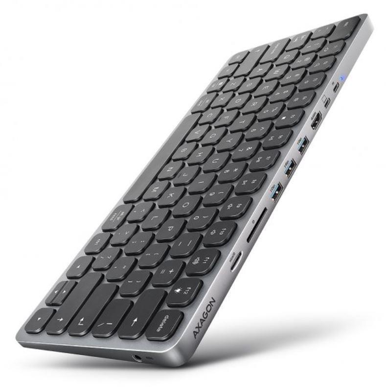 KEYBOARD + I/O HUB 9IN1/0.6M HMC-KB-GE AXAGON KEYBOARD + I/O HUB 9IN1/0.6M HMC-KB-GE AXAGON