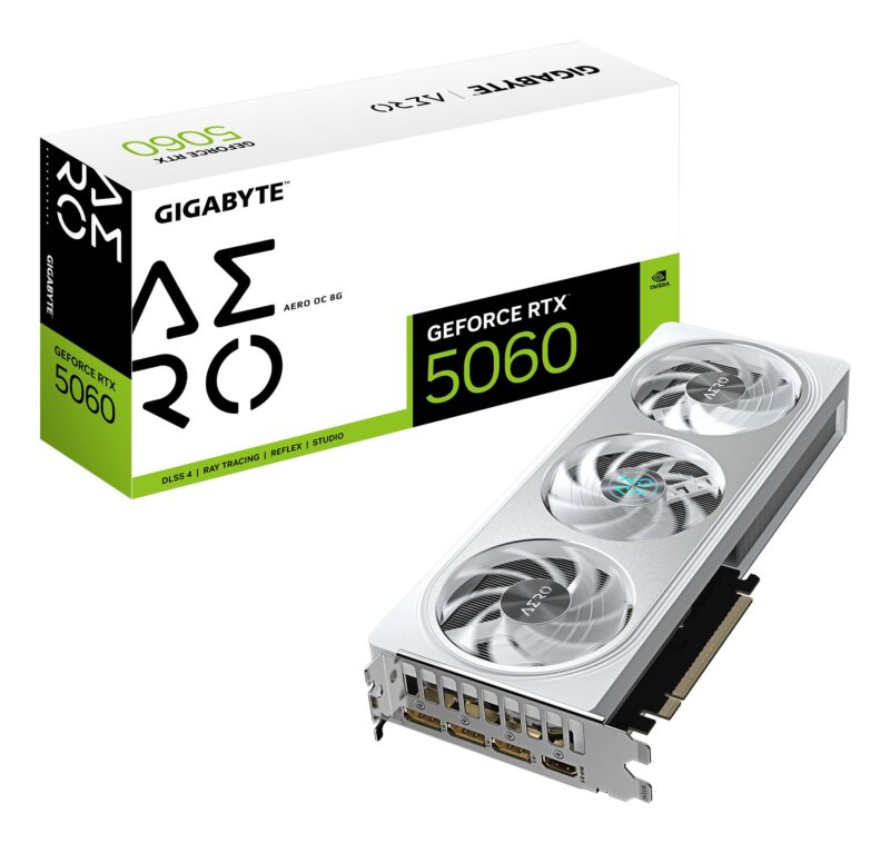 Graphics Card|GIGABYTE|NVIDIA|GeForce RTX 5060|2595 MHz|8 GB|GDDR7|128 bit|PCI Express 5.0|Active|GV-N5060AEROOC-8GD Graphics Card|GIGABYTE|NVIDIA|GeForce RTX 5060|2595 MHz|8 GB|GDDR7|128 bit|PCI Express 5.0|Active|GV-N5060AEROOC-8GD