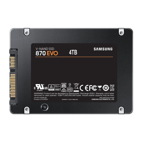 SSD|SAMSUNG|870 EVO|4TB|SATA|SATA 3.0|MLC|Write speed 530 MBytes/sec|Read speed 560 MBytes/sec|2,5"|TBW 2400 TB|MTBF 1500000 hours|MZ-77E4T0B/EU SSD|SAMSUNG|870 EVO|4TB|SATA|SATA 3.0|MLC|Write speed 530 MBytes/sec|Read speed 560 MBytes/sec|2,5"|TBW 2400 TB|MTBF 1500000 hours|MZ-77E4T0B/EU