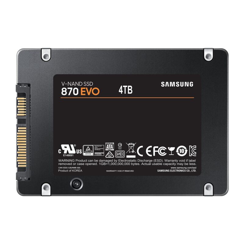 SSD|SAMSUNG|870 EVO|4TB|SATA|SATA 3.0|MLC|Write speed 530 MBytes/sec|Read speed 560 MBytes/sec|2,5"|TBW 2400 TB|MTBF 1500000 hours|MZ-77E4T0B/EU SSD|SAMSUNG|870 EVO|4TB|SATA|SATA 3.0|MLC|Write speed 530 MBytes/sec|Read speed 560 MBytes/sec|2,5"|TBW 2400 TB|MTBF 1500000 hours|MZ-77E4T0B/EU