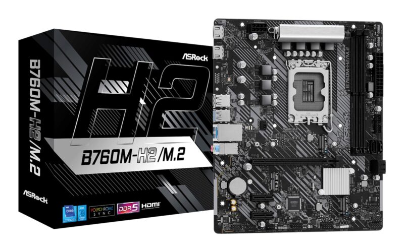 Mainboard|ASROCK|Intel B760 Express|LGA1700|Micro-ATX|Memory DDR5|Memory slots 2|2xPCI-Express 3.0 1x|1xPCI-Express 4.0 16x|3xM.2|2xHDMI|2xUSB 2.0|4xUSB 3.2|1xRJ45|3xAudio port|B760M-H2/M.2 Mainboard|ASROCK|Intel B760 Express|LGA1700|Micro-ATX|Memory DDR5|Memory slots 2|2xPCI-Express 3.0 1x|1xPCI-Express 4.0 16x|3xM.2|2xHDMI|2xUSB 2.0|4xUSB 3.2|1xRJ45|3xAudio port|B760M-H2/M.2