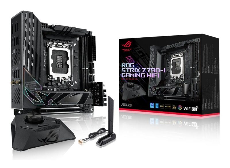 Mainboard|ASUS|Intel Z790|MiniITX|Memory DDR5|Memory slots 2|1xPCI-Express 5.0 16x|2xM.2|1xHDMI|2xUSB 2.0|4xUSB 3.2|1xUSB-C|2xUSB-C w/Thunderbolt|1xRJ45|ROGSTRIXZ790-IGAMWIFI Mainboard|ASUS|Intel Z790|MiniITX|Memory DDR5|Memory slots 2|1xPCI-Express 5.0 16x|2xM.2|1xHDMI|2xUSB 2.0|4xUSB 3.2|1xUSB-C|2xUSB-C w/Thunderbolt|1xRJ45|ROGSTRIXZ790-IGAMWIFI
