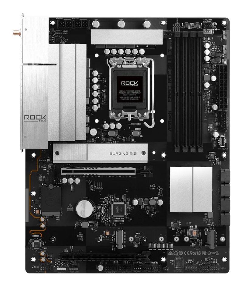 Mainboard|ASROCK|B860 Rock WiFi 7|Intel B860|LGA 1851 (Socket V1)|ATX|RAM DDR5-SDRAM|4xSlots|Wi-Fi Yes|Bluetooth Yes|3xNumber of M.2 (M) slots|B860ROCKWIFI7 Mainboard|ASROCK|B860 Rock WiFi 7|Intel B860|LGA 1851 (Socket V1)|ATX|RAM DDR5-SDRAM|4xSlots|Wi-Fi Yes|Bluetooth Yes|3xNumber of M.2 (M) slots|B860ROCKWIFI7