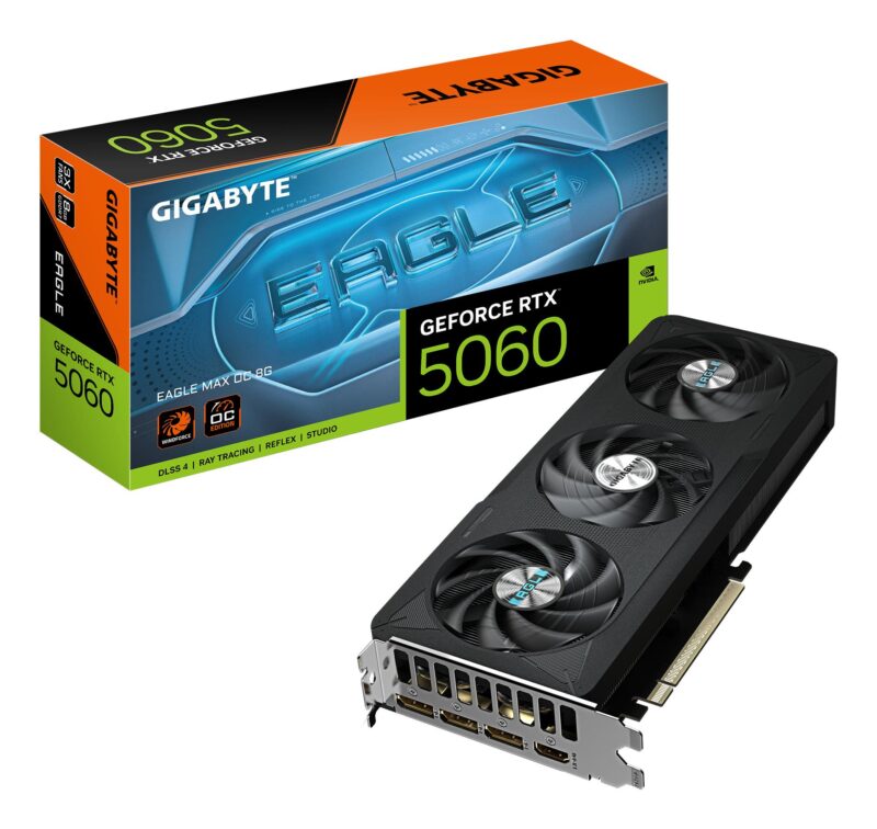 Graphics Card|GIGABYTE|NVIDIA|GeForce RTX 5060|2550 MHz|8 GB|GDDR7|128 bit|PCI Express 5.0|Active|GV-N5060EAGLEMAXOC-8GD Graphics Card|GIGABYTE|NVIDIA|GeForce RTX 5060|2550 MHz|8 GB|GDDR7|128 bit|PCI Express 5.0|Active|GV-N5060EAGLEMAXOC-8GD