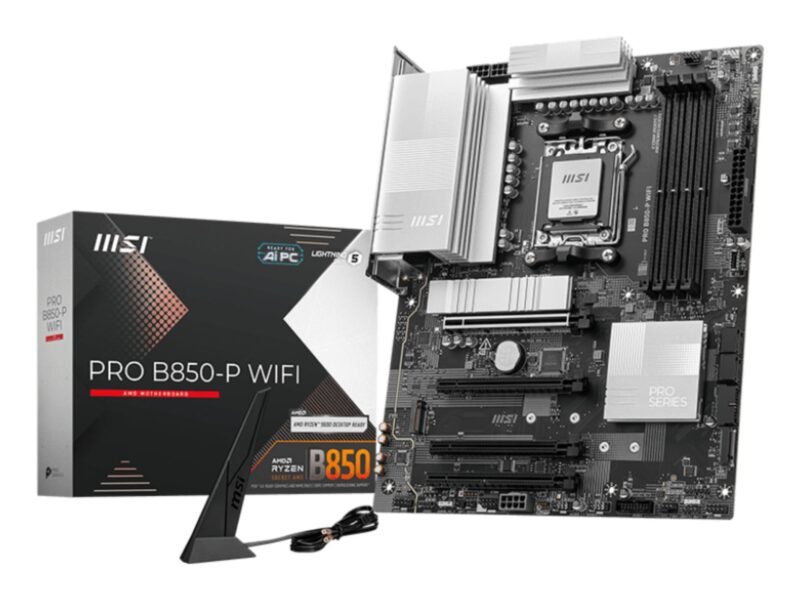 Mainboard|MSI|AMD B850|SAM5|ATX|Memory DDR5|Memory slots 4|4xPCI-Express 16x|3xM.2|1xHDMI|1xAudio-In|1xAudio-Out|4xUSB 2.0|2xUSB 3.2|2xUSB-C|1xOptical S/PDIF|1xRJ45|PROB850-PWIFI Mainboard|MSI|AMD B850|SAM5|ATX|Memory DDR5|Memory slots 4|4xPCI-Express 16x|3xM.2|1xHDMI|1xAudio-In|1xAudio-Out|4xUSB 2.0|2xUSB 3.2|2xUSB-C|1xOptical S/PDIF|1xRJ45|PROB850-PWIFI