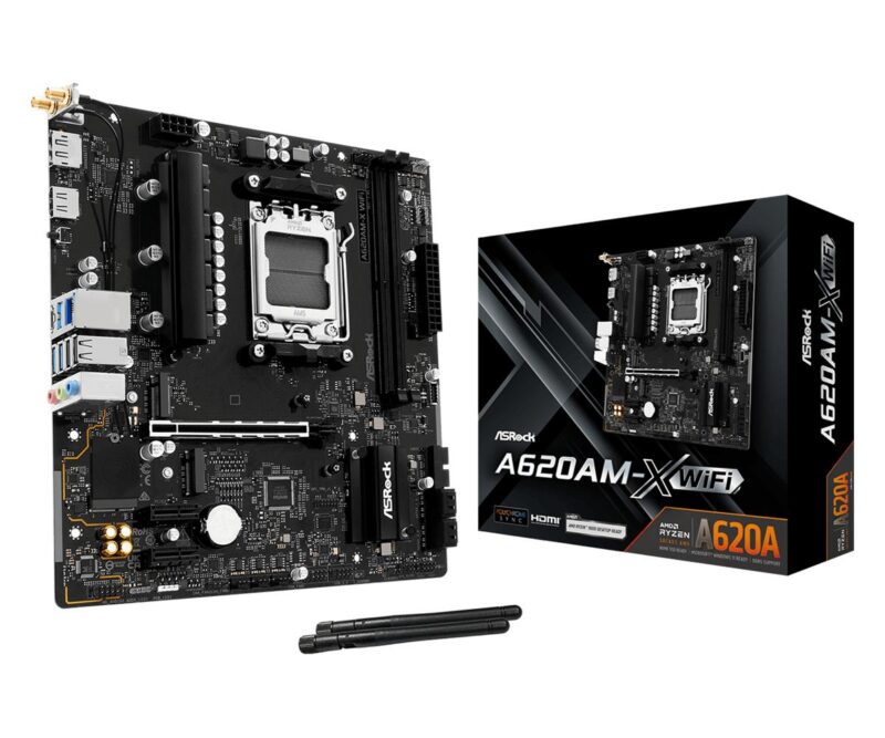 Mainboard|ASROCK|AMD A620|Socket AM5|micro ATX|RAM DDR5-SDRAM|2xSlots|Wi-Fi Yes|Bluetooth Yes|1xNumber of M.2 (M) slots|A620AM-XWIFI Mainboard|ASROCK|AMD A620|Socket AM5|micro ATX|RAM DDR5-SDRAM|2xSlots|Wi-Fi Yes|Bluetooth Yes|1xNumber of M.2 (M) slots|A620AM-XWIFI