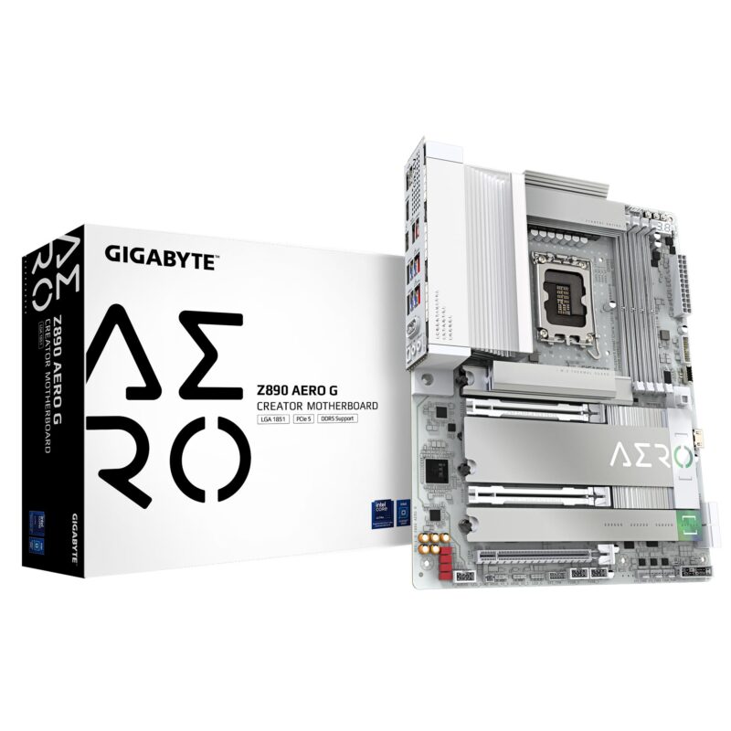 Mainboard|GIGABYTE|Intel Z890|LGA1851|ATX|Memory DDR5|Memory slots 4|1xPCI-Express 4.0 4x |1xPCI-Express 5.0 8x|1xPCI-Express 5.0 16x|5xM.2|1xHDMI|2xUSB 2.0|4xUSB 3.2|1xUSB-C w/Thunderbolt|1xOptical S/PDIF|2xRJ45|2xAudio port|Z890AEROG Mainboard|GIGABYTE|Intel Z890|LGA1851|ATX|Memory DDR5|Memory slots 4|1xPCI-Express 4.0 4x |1xPCI-Express 5.0 8x|1xPCI-Express 5.0 16x|5xM.2|1xHDMI|2xUSB 2.0|4xUSB 3.2|1xUSB-C w/Thunderbolt|1xOptical S/PDIF|2xRJ45|2xAudio port|Z890AEROG